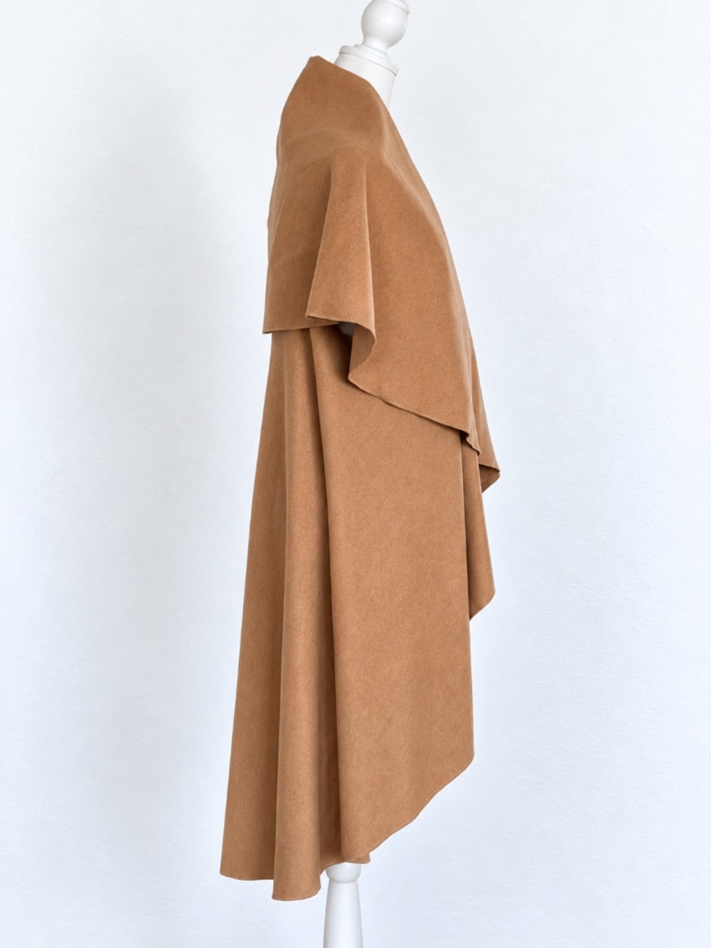 MUXXN Camel Waterfall Draped Longline Cape Vest Open Front - Picture 3 of 6